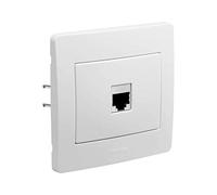 DEBFLEX - DIAM2 - Prise RJ45/RJ12 - Prise Murale Pour Réseaux Haut Débit - Mécanisme Complet + Plaque de Finition - Installation Encastrée - Blanche - 85 x 82 x 37 mm
