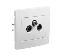 DEBFLEX - DIAM2 - Prise TV/FM/Sat Murale - Connexion TV ou Décodeur TNT - Installation Encastrée - Fixation à Griffes/Vis - Blanche - 85 x 82 x 33 mm