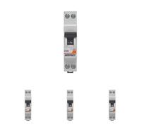 DEBFLEX - Disjoncteur 20A Phase + Neutre 3KA - Module Coupe-Circuit - Certifié NF - Installation dans Tableau Electrique - Gris (Lot de 4)