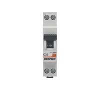 DEBFLEX - Disjoncteur 32A Phase + Neutre 3KA - Module Coupe-Circuit - Certifié NF - Installation dans Tableau Electrique - Gris