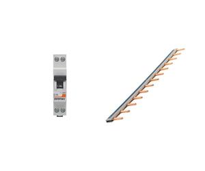 DEBFLEX - DISJONCTEUR 3KA PH+N 10A - Modulaires - Gamme modulaire - Disjoncteurs - 707502 & Peigne 13 modules noir/blanc longueur 220mm