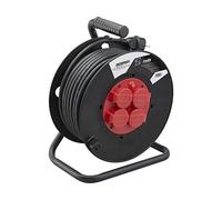 DEBFLEX Enrouleur electrique - Rallonge electrique - Enrouleur Electrique 40 m - Enrouleur usage intensif 4 prises à clapet IP44 2P+T 16A avec disjoncteur thermique 40m HO7 RN-F 3G1.5 - Noir 605403