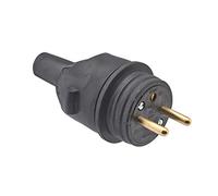 DEBFLEX - Fiche Mâle Electrique Etanche - Fiche Electrique 2P+T 16A - Remplacement ou Création Branchement sur Câble - En Caoutchouc - Noire - 97 x 49x 37 mm