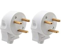 DEBFLEX - Fiche Mâle Electrique - Fiche Electrique Latérale 2P+T 20A - Remplacement ou Création Branchement sur Câble - Blanche (Lot de 2)