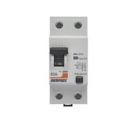 DEBFLEX - Interrupteur Différentiel 63A 30mA 2 Pôles Type AC - Module de Protection Electrique - Certifié NF - Installation dans Tableau Electrique - Gris