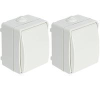 DEBFLEX - Interrupteur Va et Vient IP54 - Interrupteur Etanche pour Pose en Saillie - Idéal Garage, Cave, Atelier, Extérieur Abrité - Blanc (Lot de 2)