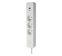 DEBFLEX - Multiprise avec Interrupteur - 3 Prises 2P+T 16A + 1 USB-A + 1 USB-C 3,4A - Idéale Branchements Multiples - Cordon 1,5 Mètre - Blanc