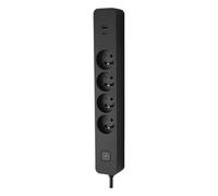 DEBFLEX - Multiprise avec Interrupteur - 4 Prises 2P+T 16A + 1 USB-A + 1 USB-C 3,4A - Idéale Branchements Multiples - Cordon 1,5 Mètre - Noir