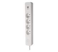 DEBFLEX - Multiprise Parafoudre avec Interrupteur - 4 Prises 2P+T 16A + 1 USB-A + 1 USB-C 3,4A - Idéale Branchements Multiples - Cordon 1,5 Mètre - Blanc