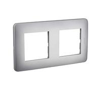DEBFLEX Plaque electrique - Interrupteur pour prise - Prise interrupteur electrique - plaque plastique - prise murale - Prise avec interrupteur - Gamme Casual - Plaque Double Blanc - Silver S07F6T0138
