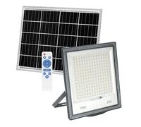 DEBFLEX - Projecteur Solaire Etanche 2000 Lumens/6500K - Spot Extérieur LED (286 x 258 x 30 mm) + Panneau Solaire (390 x 300 x 17 mm) + Télécommande - IP65 - À Poser au Sol
