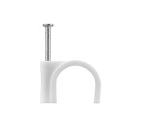 DEBFLEX Range Fixation électrique-Clips Serre Cavalier Cable 700041 Lot de 25 Attaches Fils (Diamètre 3/4 mm) sous Sachet avec Accroche Blanc