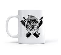 DEBINGY Café et boissons chaudes Emblème de la station de ski Bear Head Skier Snowboard （11oz/320ml） Lave-vaisselle et micro-ondes, pour le bureau et la maison