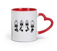 DEBINGY céramique Café et boissons chaudes Administration du garage Moteur Piston Mécanique automobile （11oz/320ml） Cadeau de bureau unique pour femme et homme Rouge