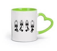 DEBINGY céramique Café et boissons chaudes Administration du garage Moteur Piston Mécanique automobile （11oz/320ml） Cadeau de bureau unique pour femme et homme Vert