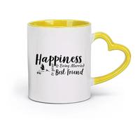 DEBINGY céramique Café et boissons chaudes Citations de mariage Le bonheur, c'est d'épouser son meilleur ami （11oz/320ml） Pour le thé Café chaud Jaune