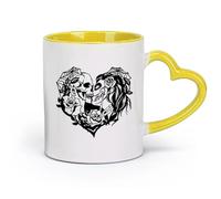 DEBINGY céramique Café et boissons chaudes Crâne J'aime la musique Pirate Crâne Musique Restaurant Bar Mode （11oz/320ml） Pour le thé Café chaud Jaune