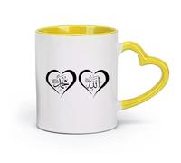 DEBINGY céramique Café et boissons chaudes Islam Cœur musulman Islam Allah et MuhaMMAd Saw 2 （11oz/320ml） Café, thé, latte, lait, cacao, jus et autres boissons chaudes Jaune