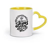 DEBINGY céramique Café et boissons chaudes Paroles de la Bible Jésus-Christ Cathédrale Classique （11oz/320ml） Lave-vaisselle et micro-ondes, pour le bureau et la maison Jaune