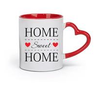 DEBINGY céramique Coffret cadeau pour tasse à latte avec anse Amour familial, douce romance （11oz/320ml） Élégant et durable - Compatible micro-ondes et lave-vaisselle Rouge