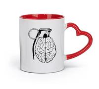 DEBINGY céramique Coffret cadeau pour tasse à latte avec anse Anatomie du cerveau （11oz/320ml） Café, thé, latte, lait, cacao, jus et autres boissons chaudes Rouge