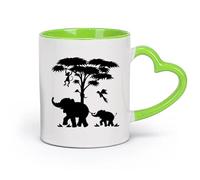DEBINGY céramique Coffret cadeau pour tasse à latte avec anse Animaux Éléphant Jungle Singe Arbre Garçon （11oz/320ml） Bureau, maison, café, lave-vaisselle et micro-ondes Vert