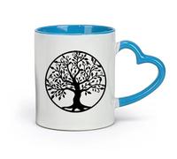 DEBINGY céramique Coffret cadeau pour tasse à latte avec anse Arbre généalogique de la vie （11oz/320ml） Parfait pour les cuisines, restaurants et cafés, excellente idée cadeau Bleu