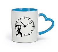DEBINGY céramique Coffret cadeau pour tasse à latte avec anse Arrêtez l'horloge （11oz/320ml） Pour café, soupe, thé, lait, latte, chocolat chaud, pour femmes et hommes Bleu