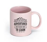 DEBINGY céramique Coffret cadeau pour tasse à latte avec anse aventure pour apprendre le graphisme （11oz/320ml） Lave-vaisselle et micro-ondes, pour le bureau et la maison Rose