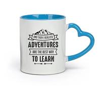 DEBINGY céramique Coffret cadeau pour tasse à latte avec anse aventure pour apprendre le graphisme （11oz/320ml） Lave-vaisselle et micro-ondes, pour le bureau et la maison Bleu