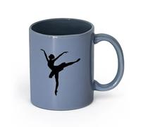 DEBINGY céramique Coffret cadeau pour tasse à latte avec anse Ballerine Silhouette Danseuse Danse Danse （11oz/320ml） Pour thé, café et boissons chaudes Blaugrau