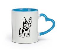 DEBINGY céramique Coffret cadeau pour tasse à latte avec anse Bouledogue français, chiot, animalerie （11oz/320ml） Bureau, maison, café, lave-vaisselle et micro-ondes Bleu