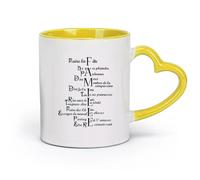 DEBINGY céramique Coffret cadeau pour tasse à latte avec anse Citations sur les familles de modèles français （11oz/320ml） Pour le thé Café chaud Jaune