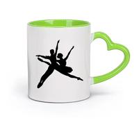DEBINGY céramique Coffret cadeau pour tasse à latte avec anse Danse de couple de danseurs de ballet （11oz/320ml） Lave-vaisselle et micro-ondes, pour le bureau et la maison Vert