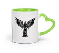 DEBINGY céramique Coffret cadeau pour tasse à latte avec anse dessins abstraits de silhouettes d'anges （11oz/320ml） Cadeau de bureau unique pour femme et homme Vert