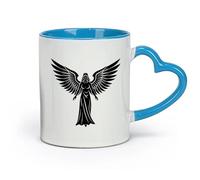 DEBINGY céramique Coffret cadeau pour tasse à latte avec anse dessins abstraits de silhouettes d'anges （11oz/320ml） Cadeau de bureau unique pour femme et homme Bleu