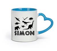 DEBINGY céramique Coffret cadeau pour tasse à latte avec anse Dinosaur World Boy Divers dinosaures （11oz/320ml） Parfait pour les cuisines, restaurants et cafés, excellente idée cadeau Bleu