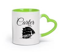 DEBINGY céramique Coffret cadeau pour tasse à latte avec anse Garçon de bateau à voile （11oz/320ml） Café, thé, latte, lait, cacao, jus et autres boissons chaudes Vert