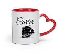DEBINGY céramique Coffret cadeau pour tasse à latte avec anse Garçon de bateau à voile （11oz/320ml） Café, thé, latte, lait, cacao, jus et autres boissons chaudes Rouge