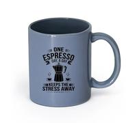 DEBINGY céramique Coffret cadeau pour tasse à latte avec anse Graphique d'une cafetière moka （11oz/320ml） Café, thé, latte, lait, cacao, jus et autres boissons chaudes Blaugrau