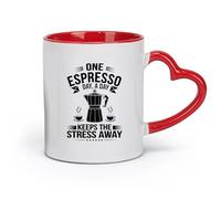 DEBINGY céramique Coffret cadeau pour tasse à latte avec anse Graphique d'une cafetière moka （11oz/320ml） Café, thé, latte, lait, cacao, jus et autres boissons chaudes Rouge