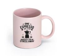 DEBINGY céramique Coffret cadeau pour tasse à latte avec anse Graphique d'une cafetière moka （11oz/320ml） Café, thé, latte, lait, cacao, jus et autres boissons chaudes Rose