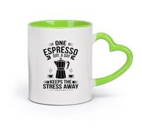 DEBINGY céramique Coffret cadeau pour tasse à latte avec anse Graphique d'une cafetière moka （11oz/320ml） Café, thé, latte, lait, cacao, jus et autres boissons chaudes Vert