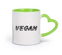 DEBINGY céramique Coffret cadeau pour tasse à latte avec anse Le végétarisme est une cuisine de mots de vie （11oz/320ml） Pour thé, chocolat chaud Vert