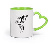 DEBINGY céramique Coffret cadeau pour tasse à latte avec anse Licorne Beau Cheval Pégase （11oz/320ml） Lave-vaisselle et micro-ondes, pour le bureau et la maison Vert