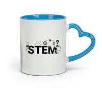 DEBINGY céramique Coffret cadeau pour tasse à latte avec anse Logo Science Stem Style Technologie Motif École （11oz/320ml） Cadeau pour homme ou femme Bleu
