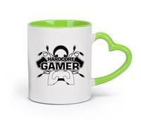 DEBINGY céramique Coffret cadeau pour tasse à latte avec anse Manette de jeu vidéo Hardcore Gamer Boy （11oz/320ml） Excellent cadeau pour les amoureux Vert