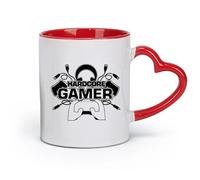DEBINGY céramique Coffret cadeau pour tasse à latte avec anse Manette de jeu vidéo Hardcore Gamer Boy （11oz/320ml） Excellent cadeau pour les amoureux Rouge