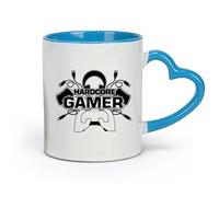 DEBINGY céramique Coffret cadeau pour tasse à latte avec anse Manette de jeu vidéo Hardcore Gamer Boy （11oz/320ml） Excellent cadeau pour les amoureux Bleu