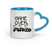 DEBINGY céramique Coffret cadeau pour tasse à latte avec anse Manette Game Over pour enfants Game Boy Play （11oz/320ml） Idéal pour la maison, le bureau, les cafés, idées cadeaux Bleu